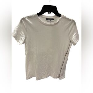 DKNY Women's White T-Shirt with side zipper detail, size XXS